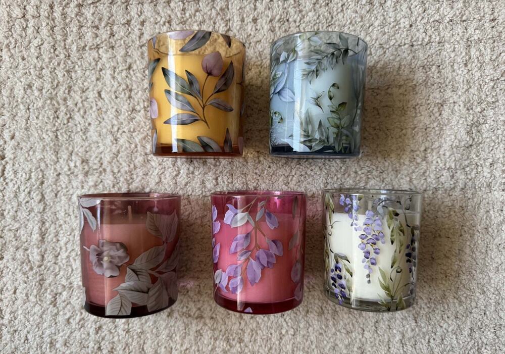 Simply Indulgent Candle Set 5pc 7oz Floral Soy Wax Scented Partial Gift Set